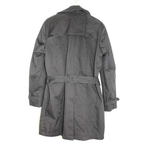 NWT The Kooples Men's Black Double Brested Gabardine Trench‎ Coat Size M/L
